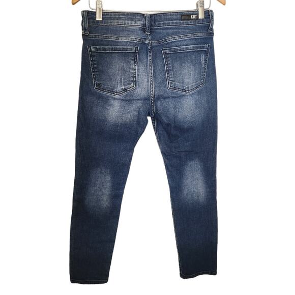 Kut From the Kloth Skinny Stretch Distressed Denim Medium Dark Wash Jeans Size 2 - Picture 3 of 7